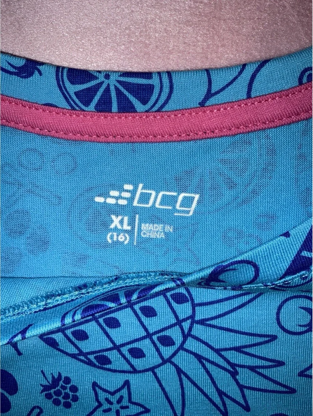 BCG Girls XL 16 SS Blue - Fruit All Over - Shirt NWT